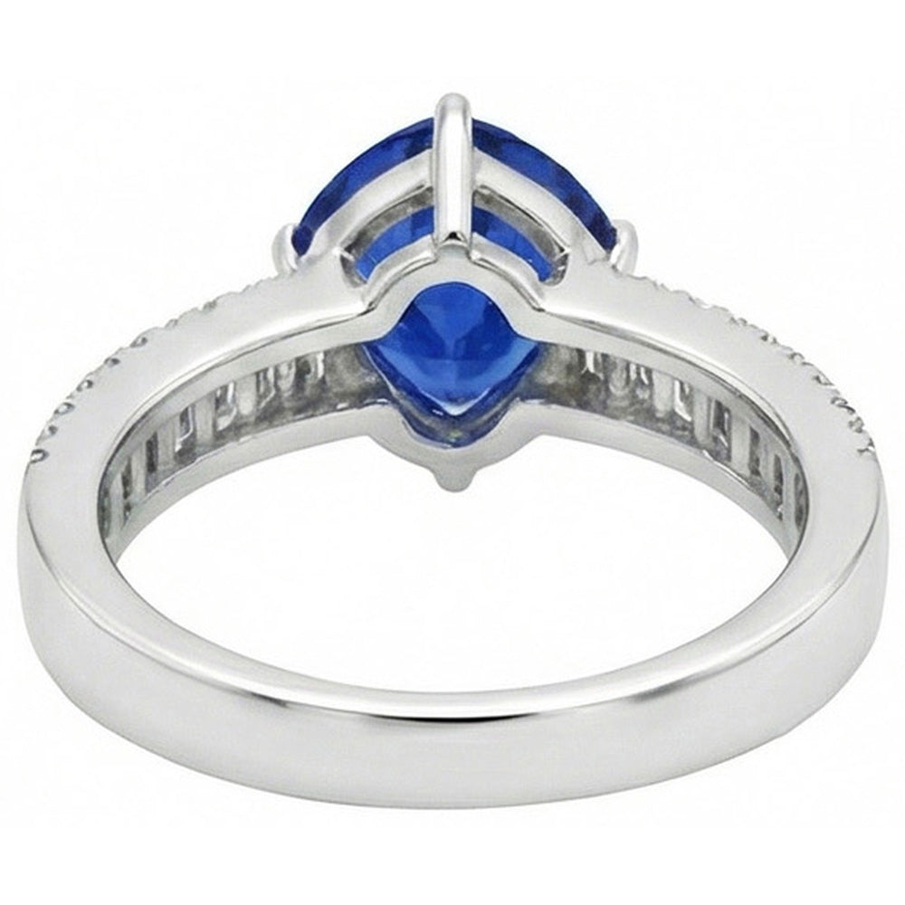 Engagement Ring Gemstone Blue Sapphire & Natural Earth Mined Diamonds 4 Carats New