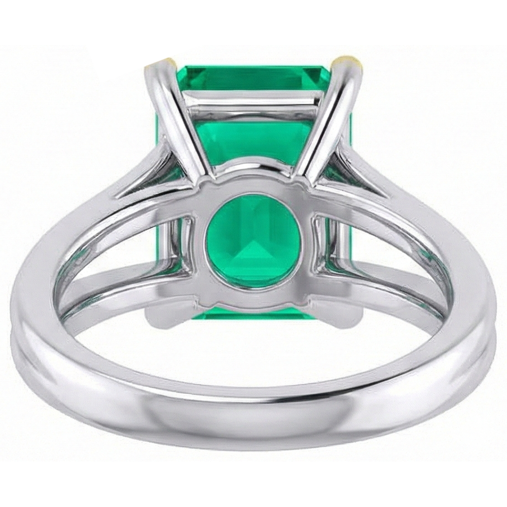 Natural Real ( Not Lab Grown ) Fancy Green Emerald GIA Solitaire Ring Two Tone