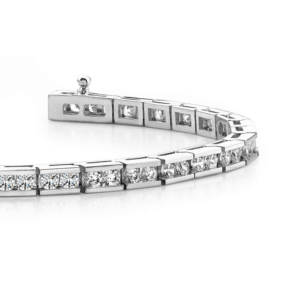 Fancy Tennis Bracelet 6.40 Carats Round Cut Lab Grown Diamond White Gold 14K New