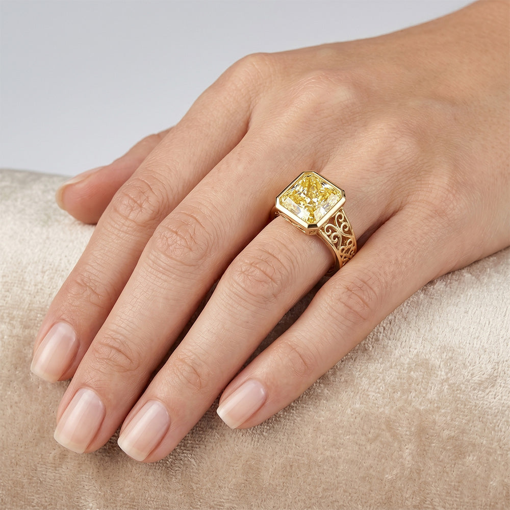 Filigree Canary Yellow Diamond Ring 2.5 ct – 14K Yellow Gold