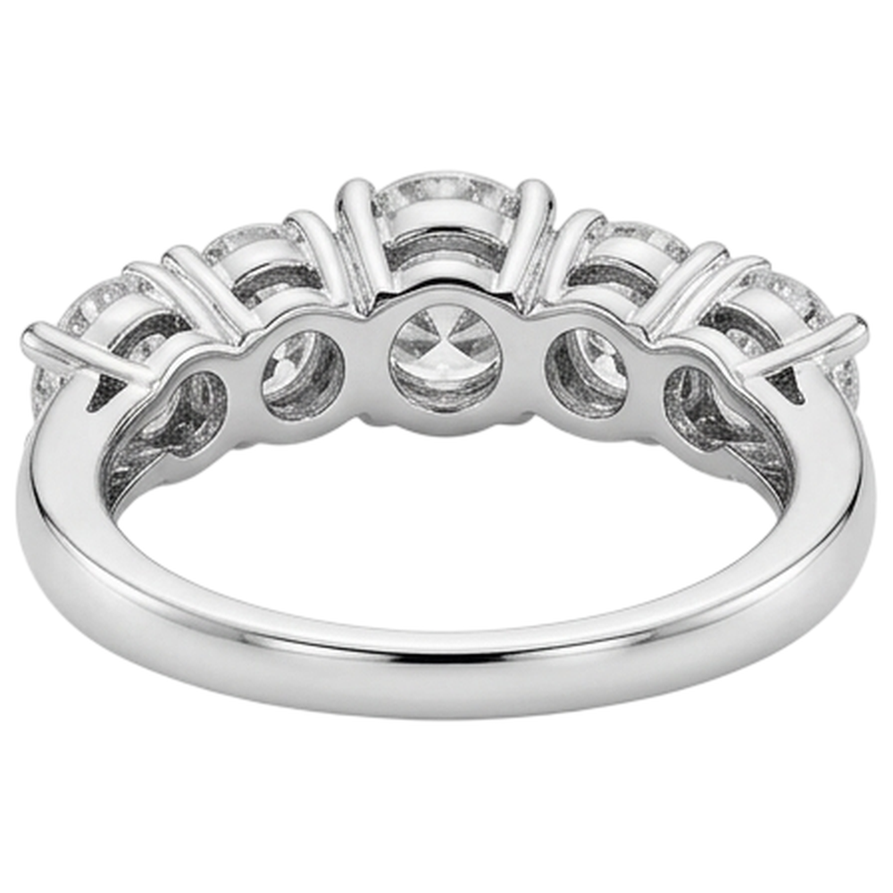 Five Stone Natural Earth Mined Diamond Engagement Ring 2 Carats White Gold 14K