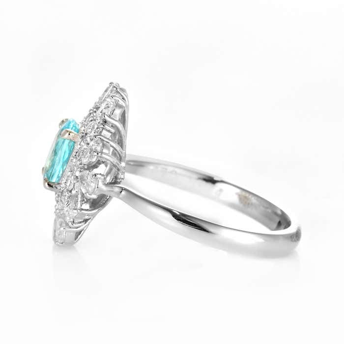 Natural Real ( Not Lab Grown ) Floral Halo Paraiba Cocktail Ring