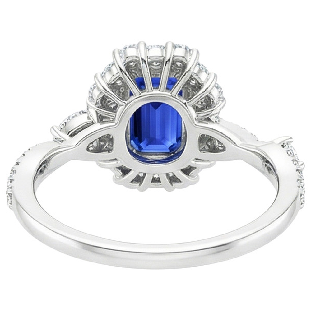 Flower Style Ring Emerald Sri Lankan Sapphire & Natural Earth Mined Diamond 5 Carats