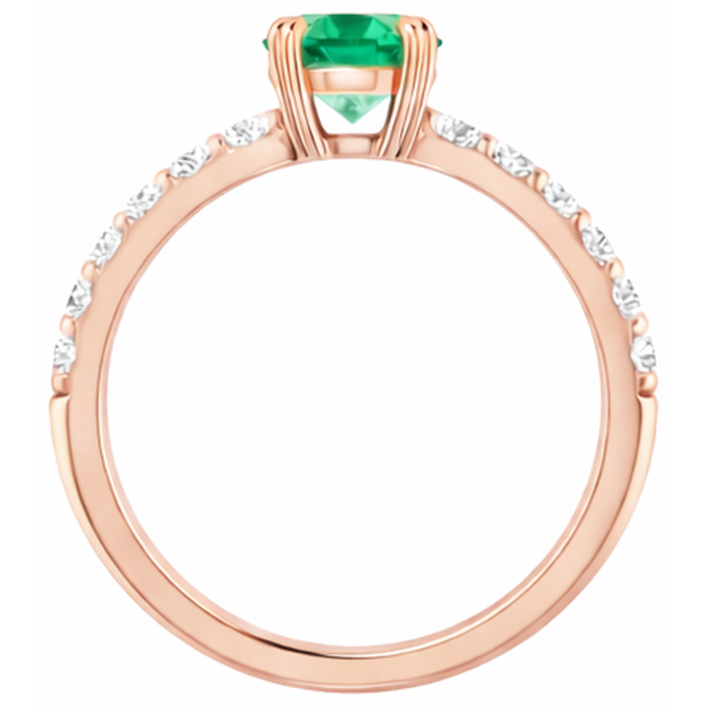 Four Prong 2.50 Carats Natural Earth Mined Diamond Round Green Emerald GIA Ring