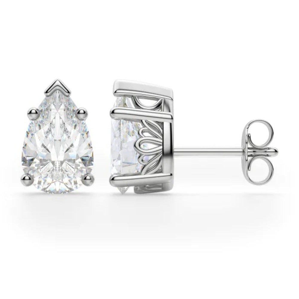 GIA CERTIFICATE 4 Carats Pear Cut Lab Grown Diamond Women Stud Earring Crown Setting