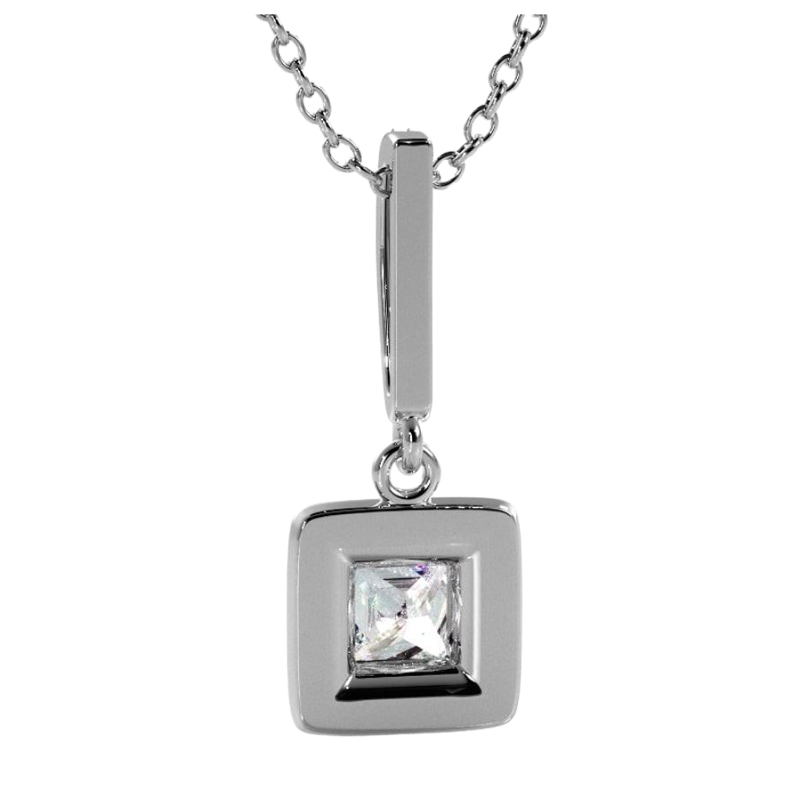 GIA CERTIFICATE Princess Cut Lab Grown Diamond Drop Pendant Necklace 4.35 Carats White Gold 14K