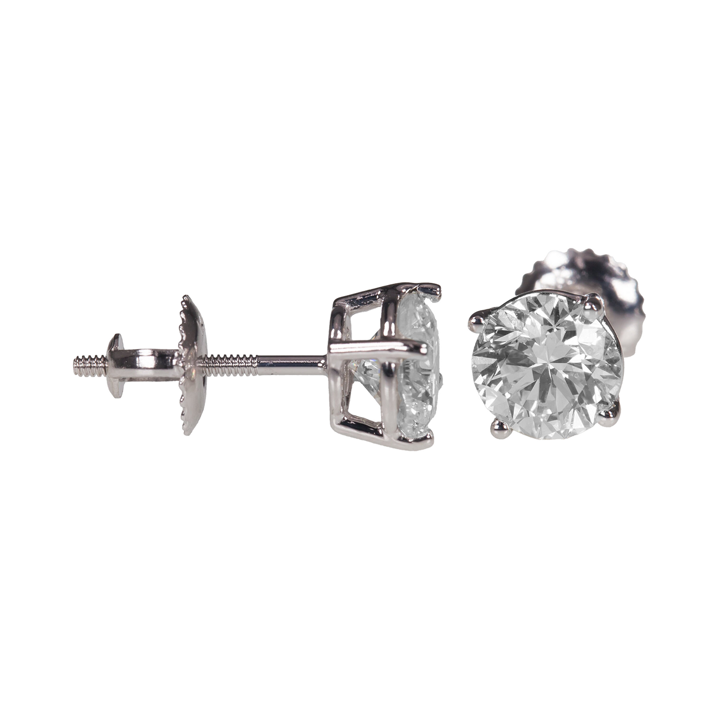 CERTIFICATE Round Lab Grown Diamond Stud Women Earrings 2.02 Ct