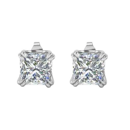 natural princess diamond 3ct earring side angle