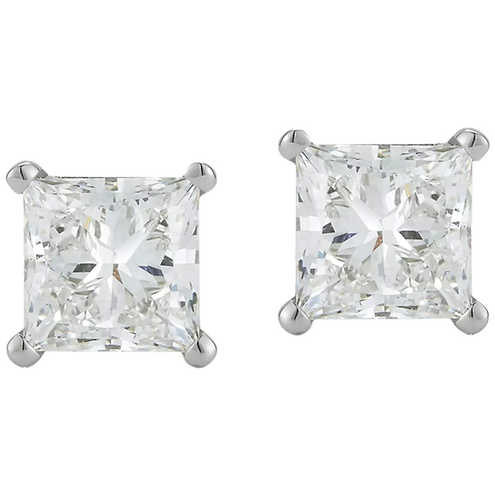 GIA CERTIFIED Lab Grown Diamond Earrings Princess Studs 6 Ct.
