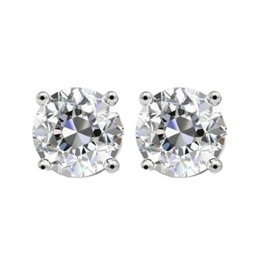 GIA CERTIFIED Round Cut 4 Carats Genuine Lab Grown Diamonds Studs Earrings 14K White Gold
