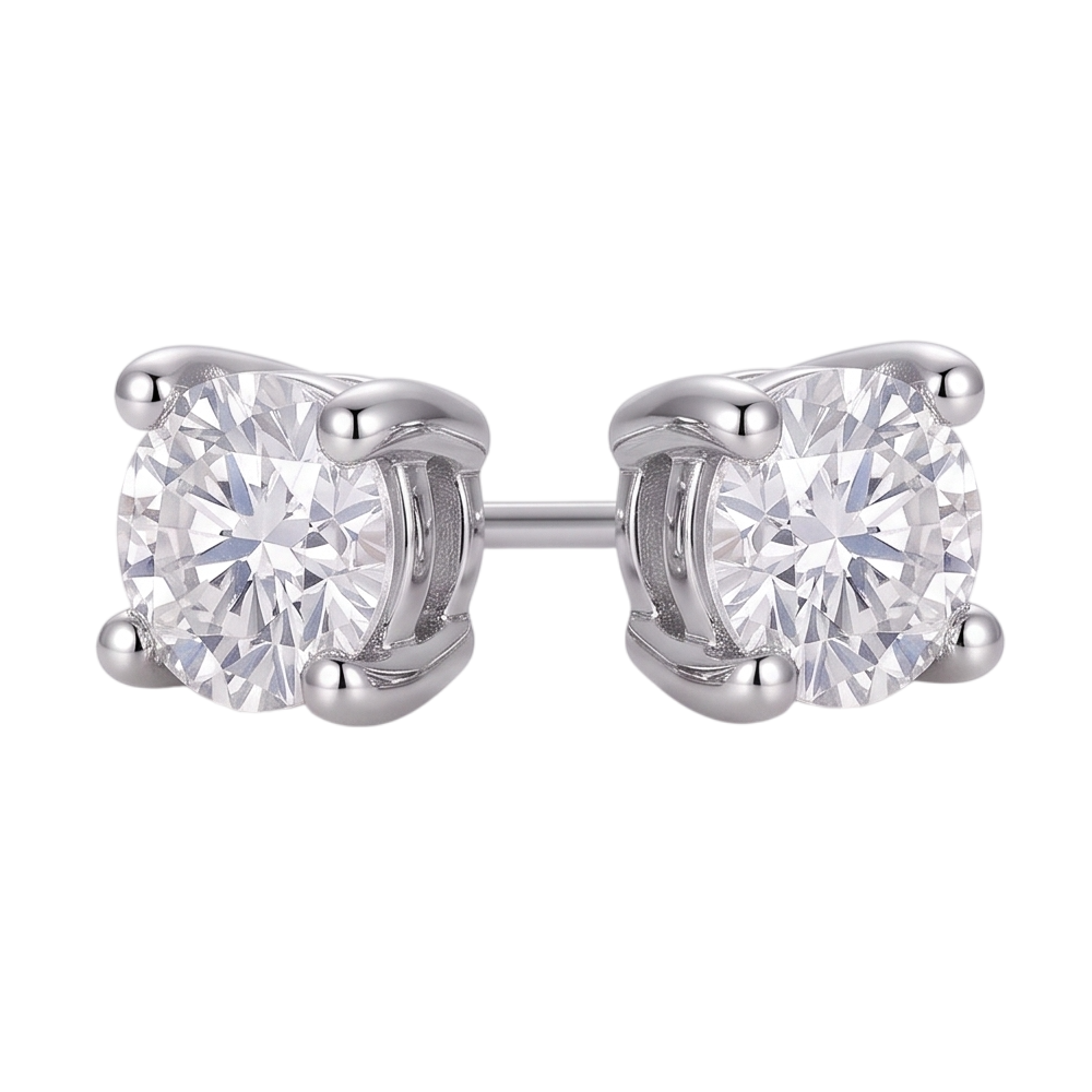 Ladies Studs Earring Prong Set 2.20 Ct Round Natural Earth Mined Diamonds White Gold