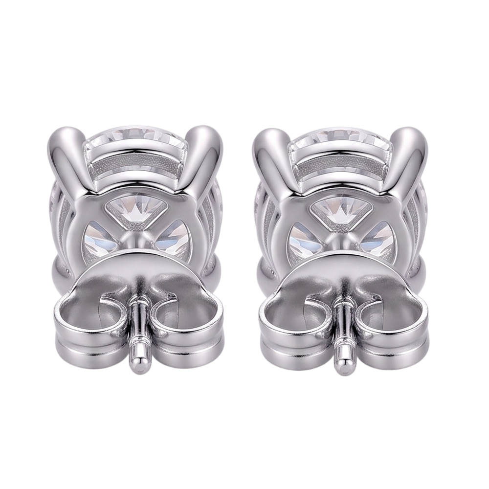 Ladies Studs Earring Prong Set 2.20 Ct Round Natural Earth Mined Diamonds White Gold
