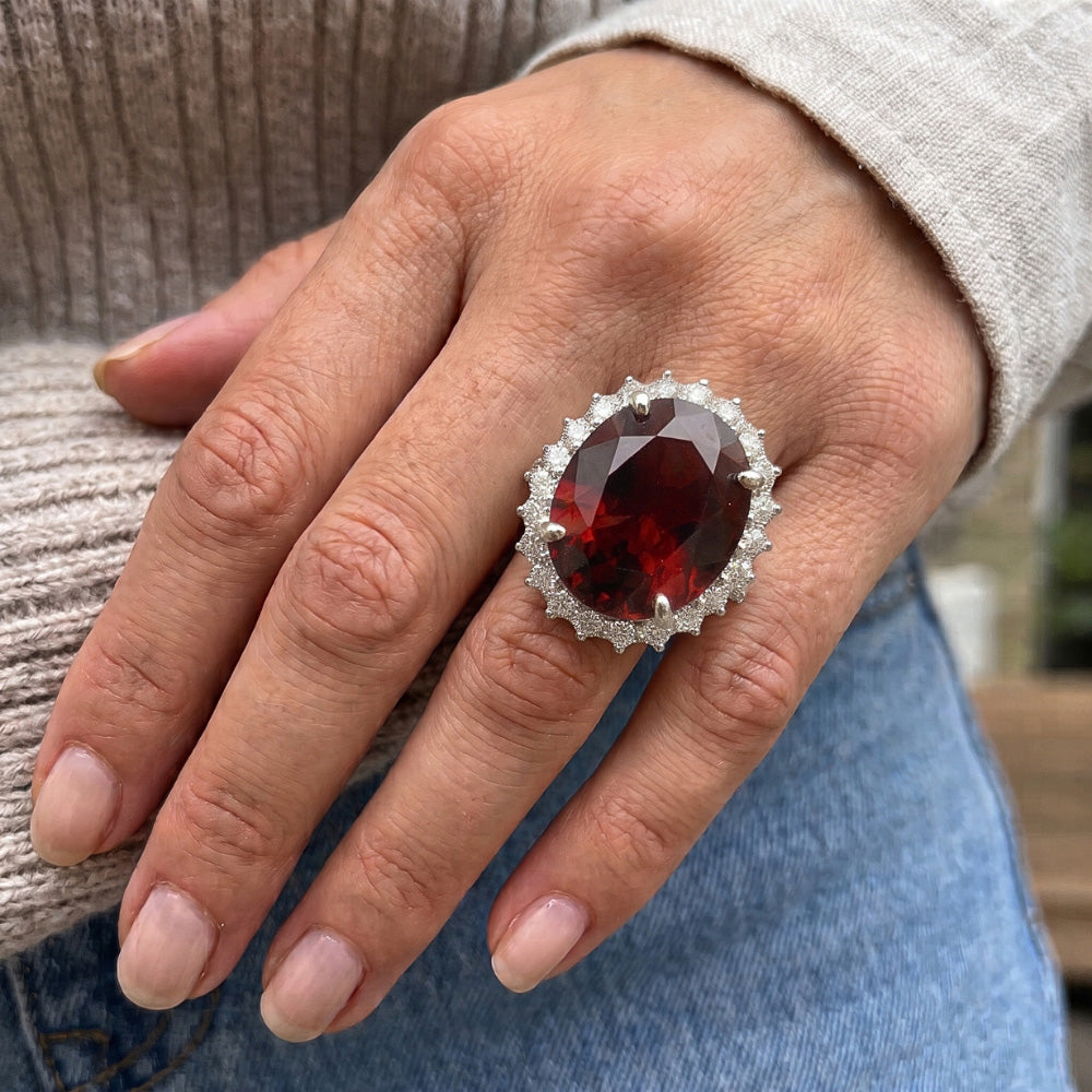 Garnet Gemstone Women's Cocktail Ring