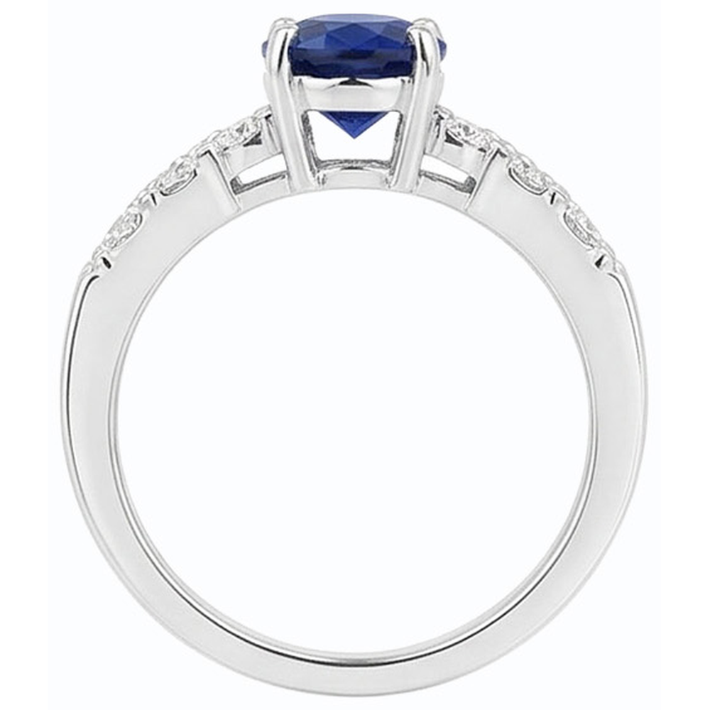 Gemstone Anniversary Ring Blue Sapphire & Natural Earth Mined Diamonds 2.50 Carats
