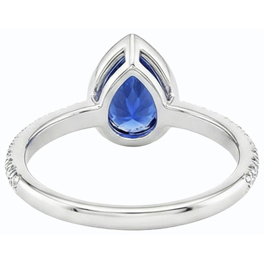 Gemstone Bezel Set Blue Sapphire Ring & Natural Earth Mined Diamonds 3.50 Carats