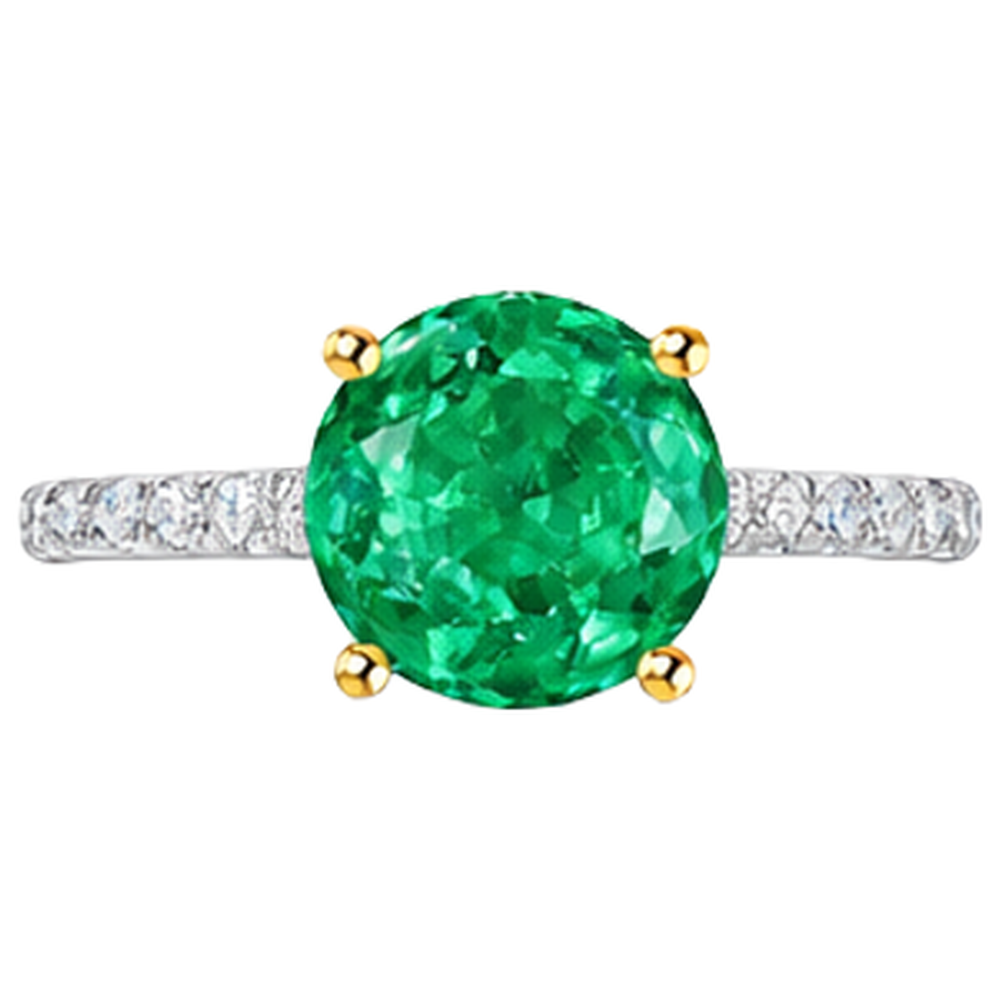Natural Real ( Not Lab Grown ) Gemstone Green Emerald GIA Womens Ring With Accents