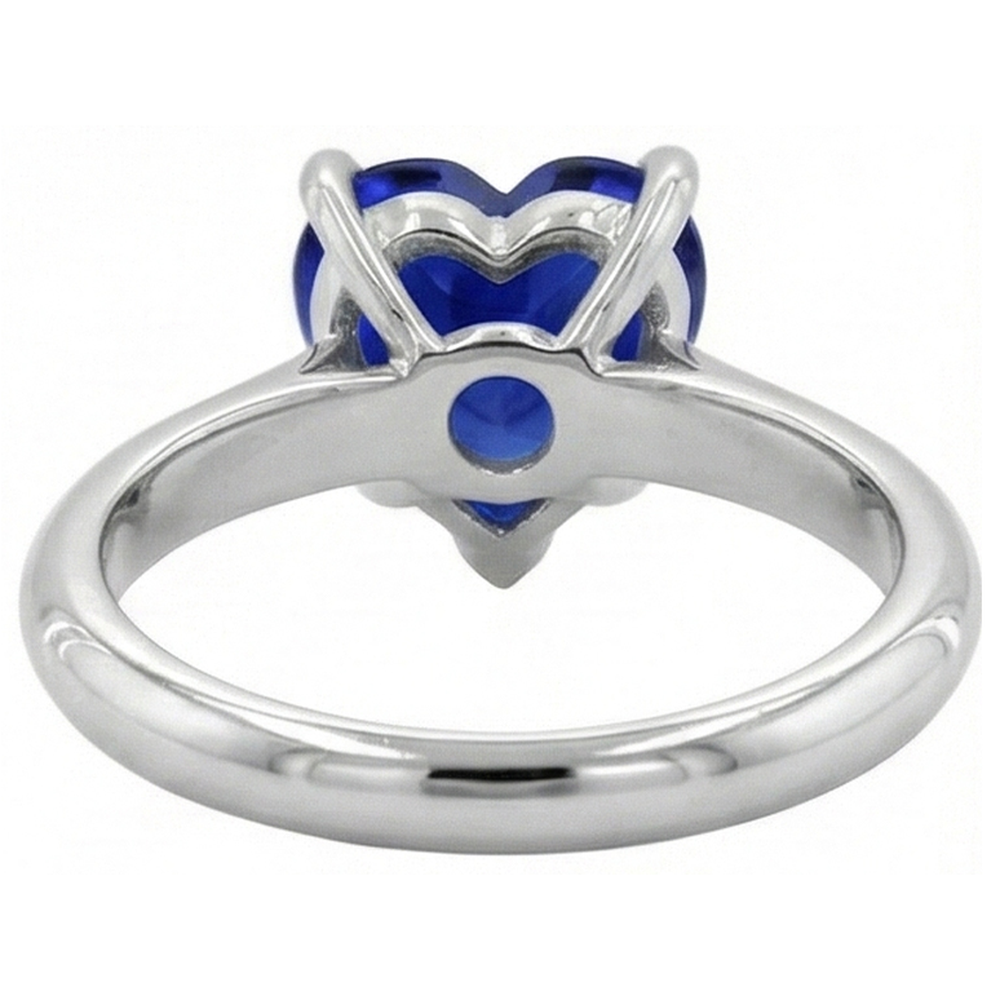 Natural Real ( Not Lab Grown ) Gemstone Heart Solitaire Prong Set Ceylon Sapphire Ring 2.50 Carats
