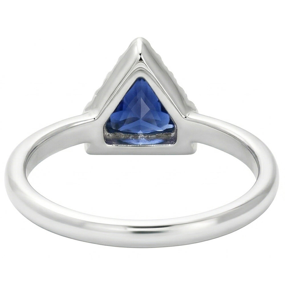 Gemstone Jewelry Trillion Ceylon Sapphire Ring 1 Carat Natural Earth Mined Diamonds