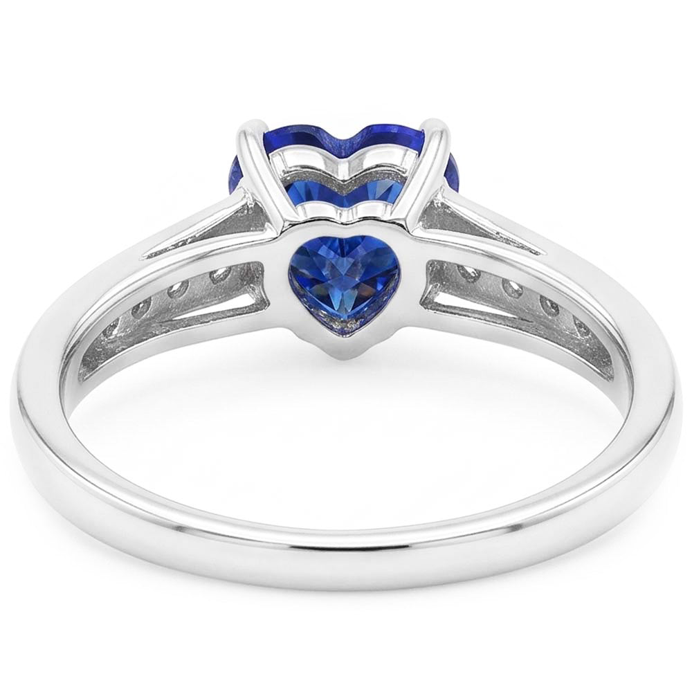 Gemstone Natural Earth Mined Diamond Ring Heart Cut Ceylon Sapphire Jewelry