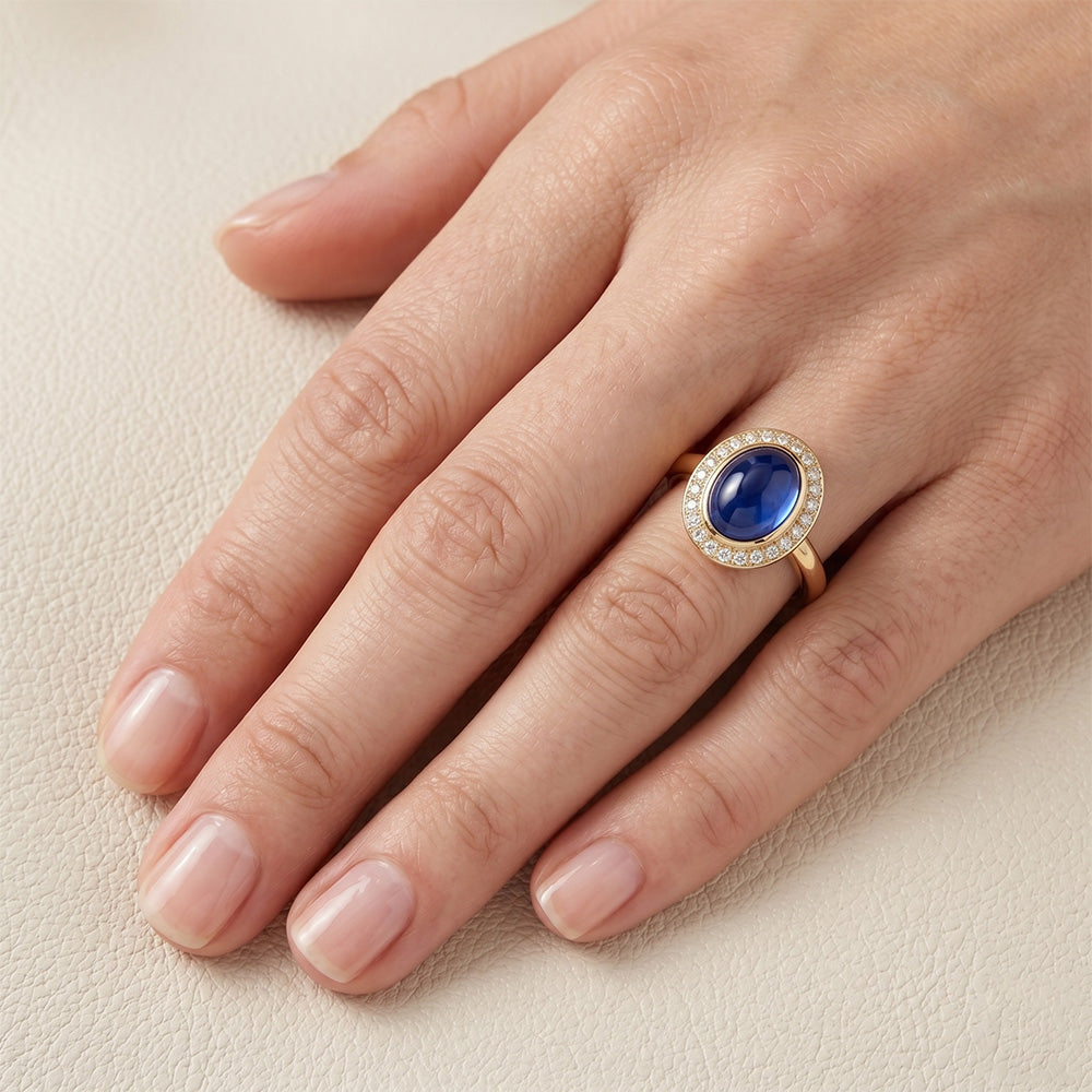Gemstone Ring 14 Karat Yellow Gold – Royal Blue Sapphire Oval