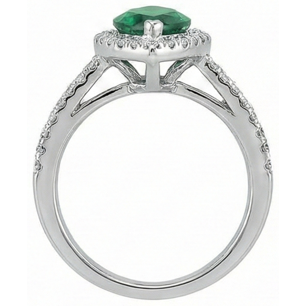 Gemstone Ring 14K Marquise Green Emerald GIA & Round Natural Earth Mined Diamonds 3.35 Ct.