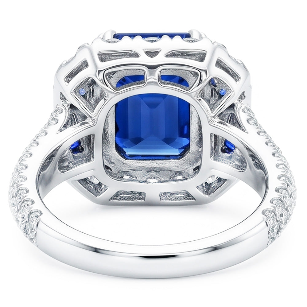 Gemstone Ring Asscher & Emerald Sapphire Natural Earth Mined Diamond Jewelry 4.50 Carats