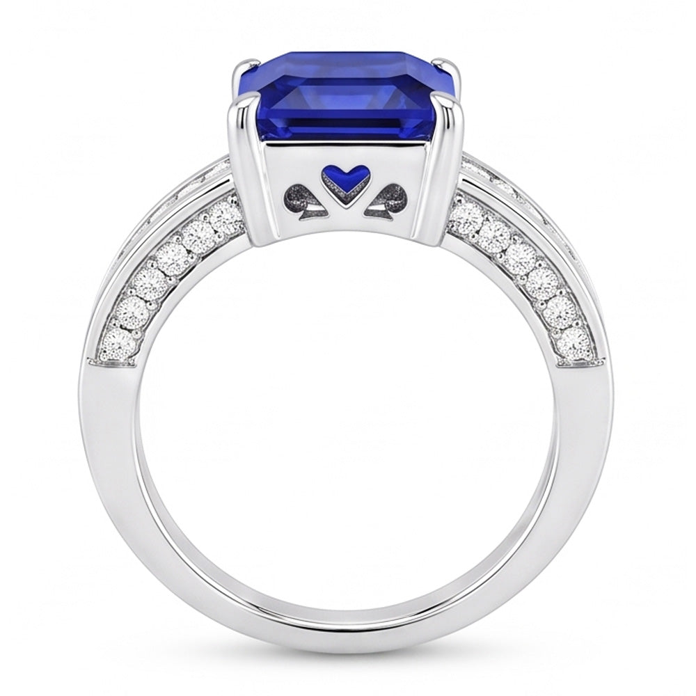 Gemstone Ring Emerald Sapphire Baguette & Round Natural Earth Mined Diamonds 4.50 Carats