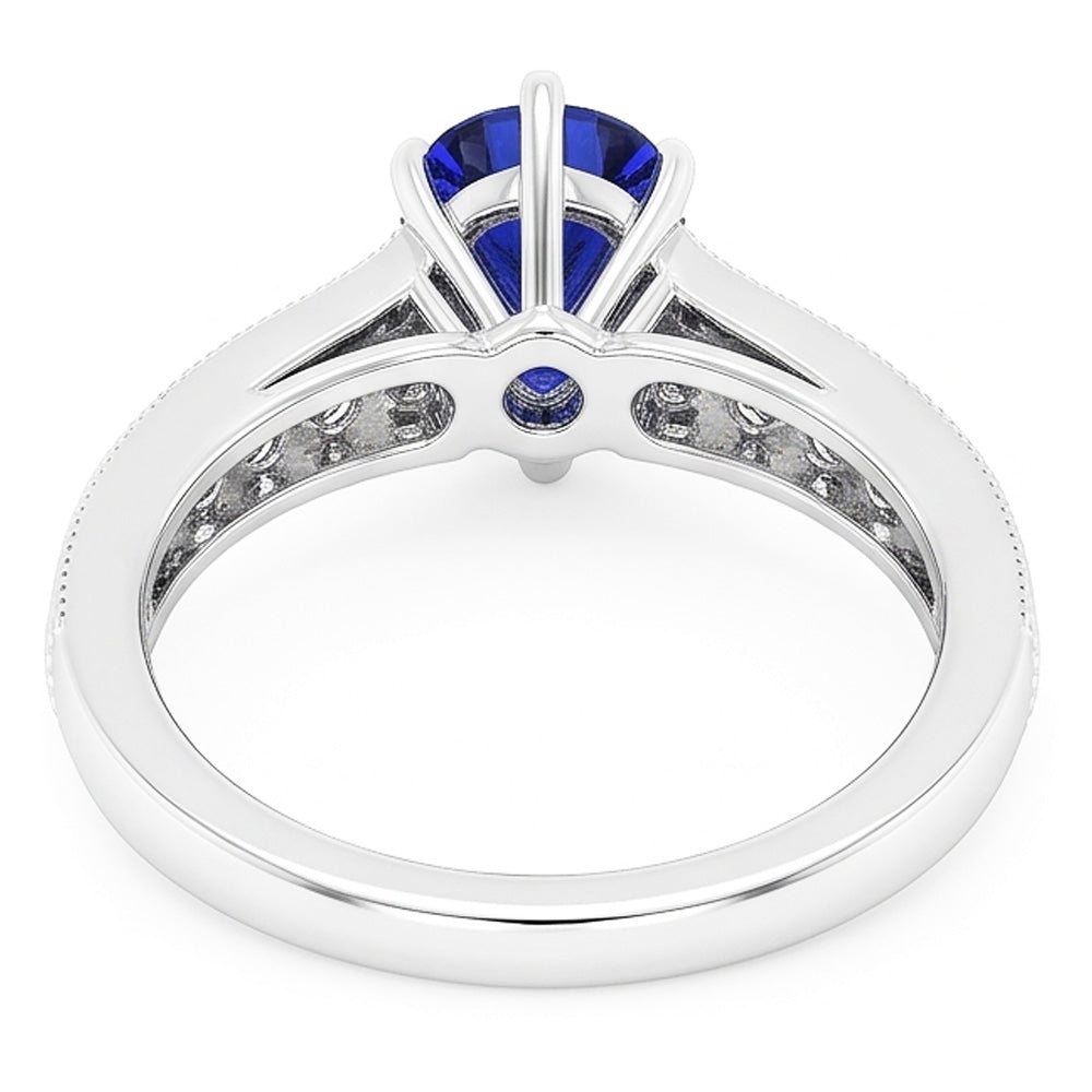 Gemstone Ring Pear Ceylon Sapphire Channel Set Natural Earth Mined Diamonds 3 Carats