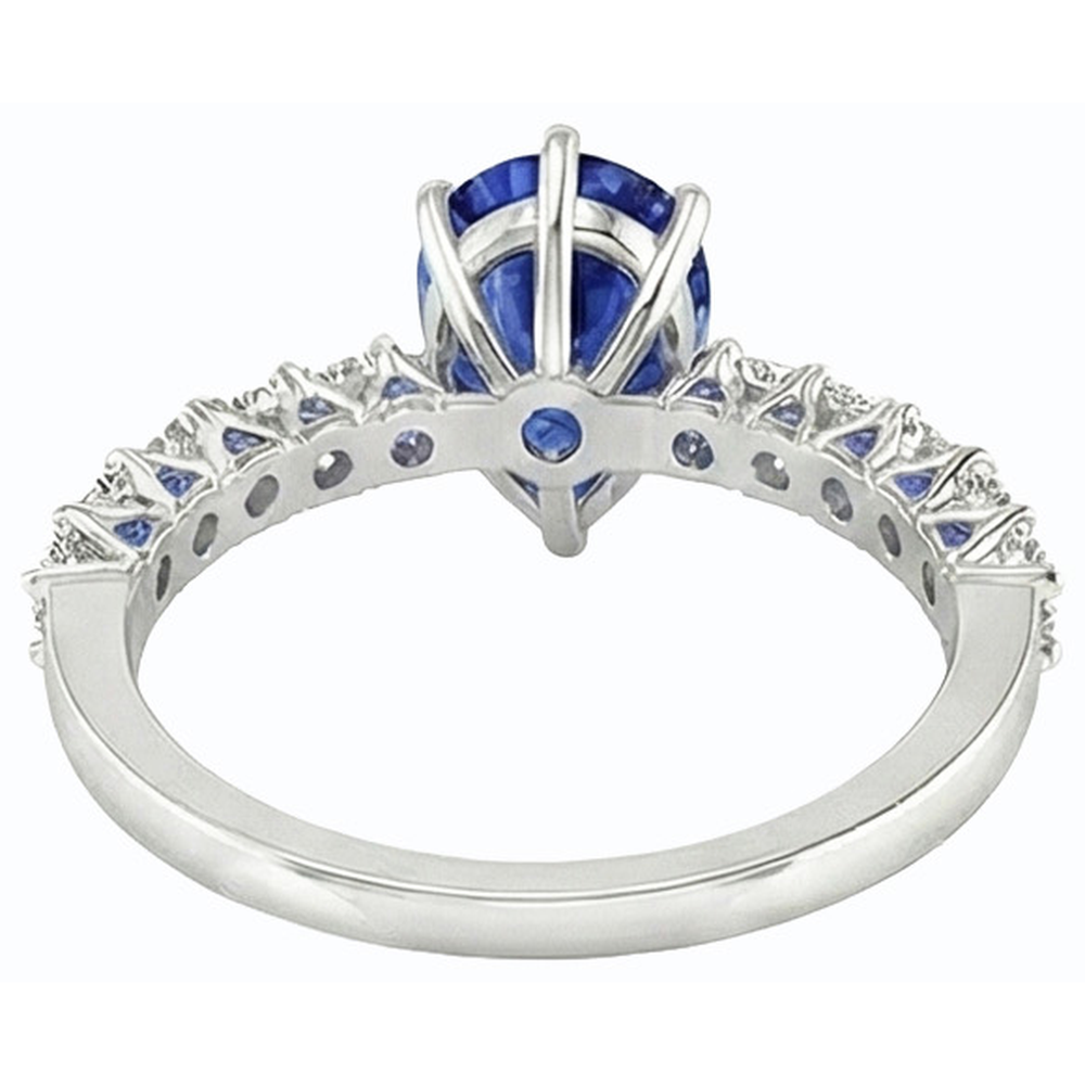 natural round sapphire 3ct ring profile view