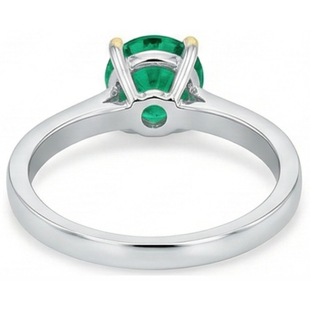 Natural Real ( Not Lab Grown ) Gemstone Ring Solitaire Green Emerald GIA Tapered Shank