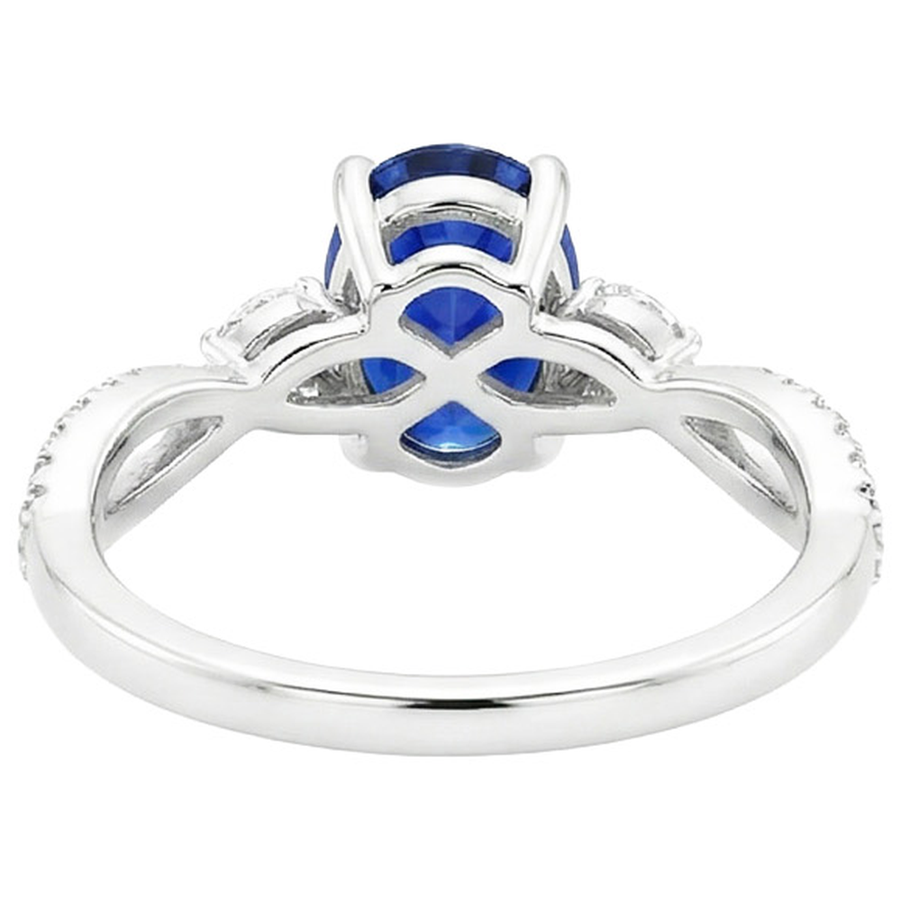 Gemstone Ring With Natural Earth Mined Diamond Accents Blue Sapphire 4 Carats