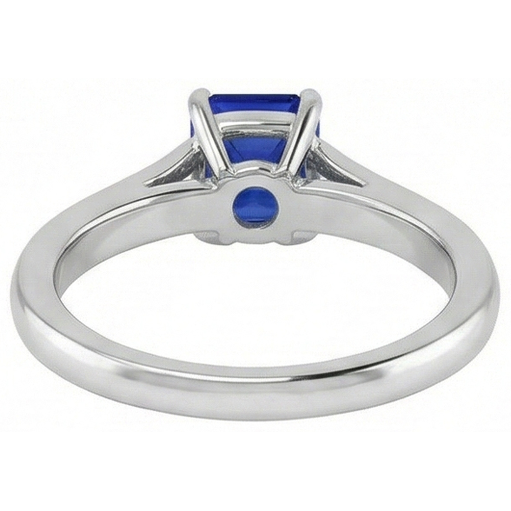 Natural Real ( Not Lab Grown ) Gemstone Solitaire Ring 1.50 Carat Tapered Shank Emerald Blue Sapphire