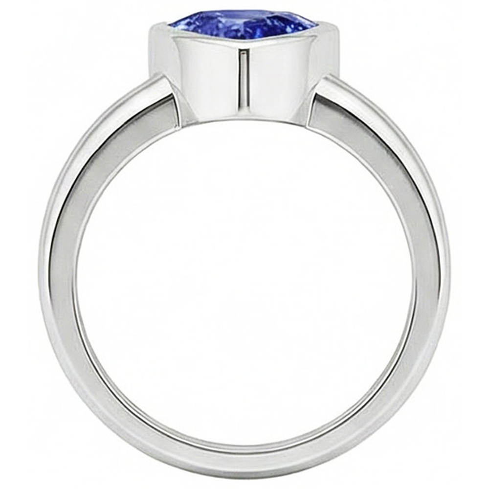 Natural Real ( Not Lab Grown ) Gents Gemstone Ring Solitaire Trillion Bezel Set Ceylon Sapphire 3 Ct