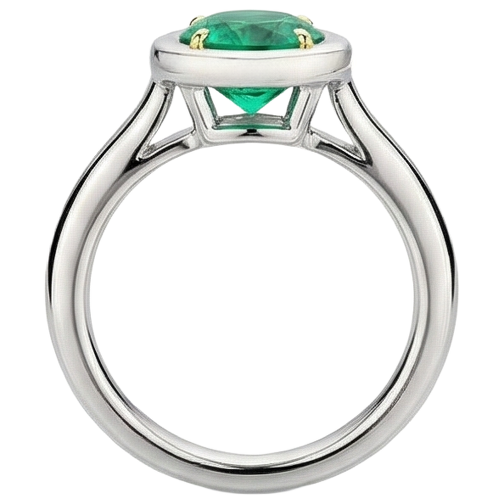 Natural Real ( Not Lab Grown ) Genuine Green Emerald GIA Solitaire Ring