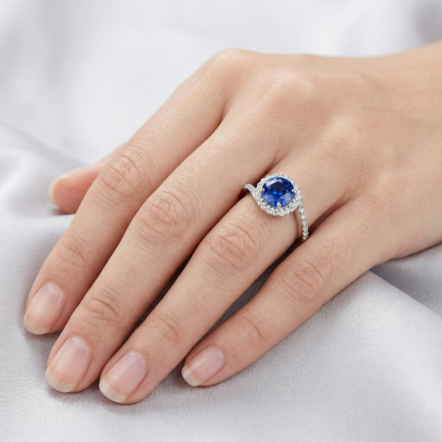 Genuine Sapphire With Natural Earth Mined Diamond Ring