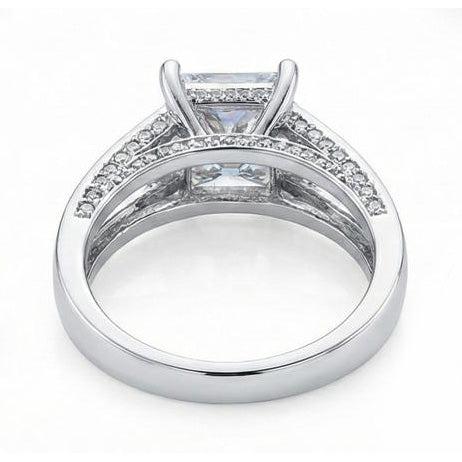 Genuine Natural Earth Mined Diamond Anniversary Fancy Ring 3.51 Carat Princess Gold White