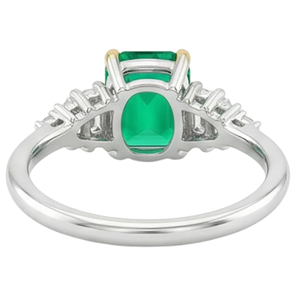 Gold Green Emerald GIA Real Diamond Ring