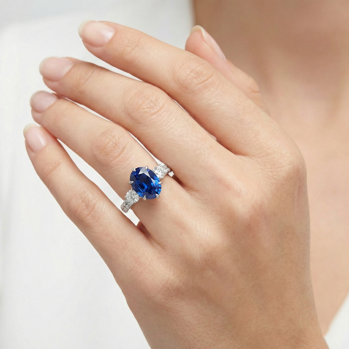 Natural Real ( Not Lab Grown ) Gold Anniversary Solitaire Blue Sapphire With Accents Ring 4.50 Carats