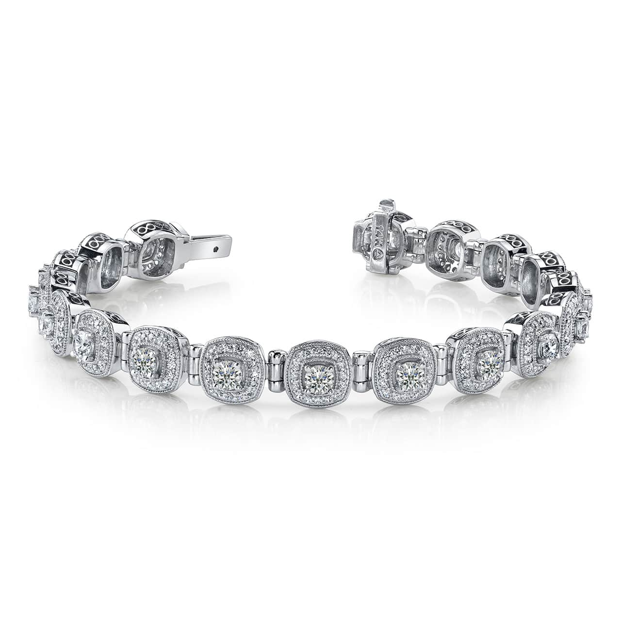 Gorgeous Round Cut 10.50 Carats Lab Grown Diamonds Link Bracelet White Gold 14K