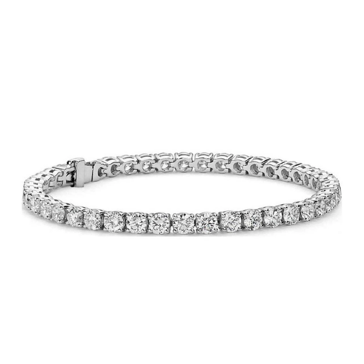 Gorgeous Round Prong Set Lab Grown Diamond Tennis Bracelet Solid Gold 7.5 Ct