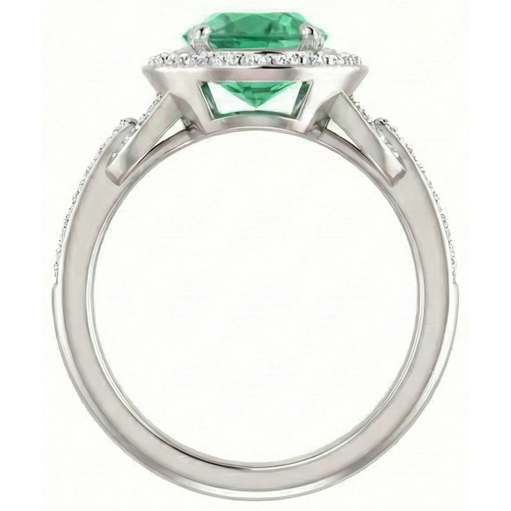 Green Emerald GIA And Natural Earth Mined Diamonds 4.85 Carats Engagement Ring White Gold 14K