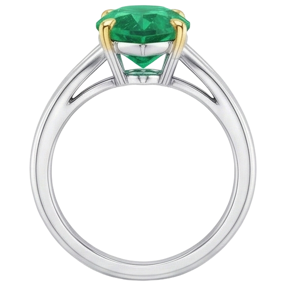 Natural Real ( Not Lab Grown ) Green Emerald GIA Birthstone Ring Marquise Shape Split Shank