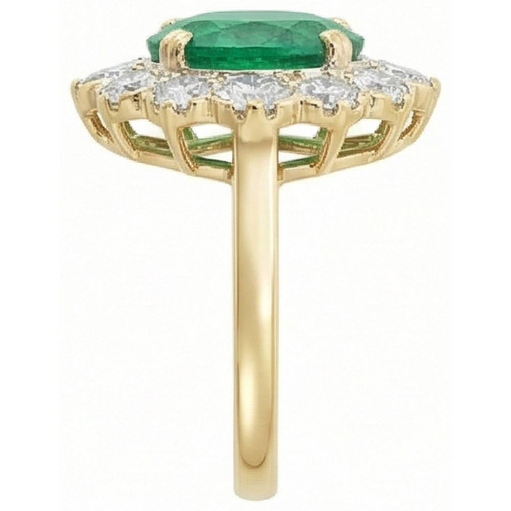 Natural Real ( Not Lab Grown ) Green Emerald GIA Cocktail Ring