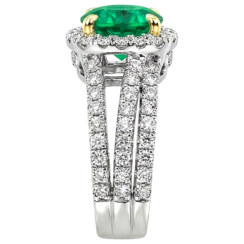 Natural Real ( Not Lab Grown ) Green Emerald GIA Gold Ring Set Eagle Claw Prongs