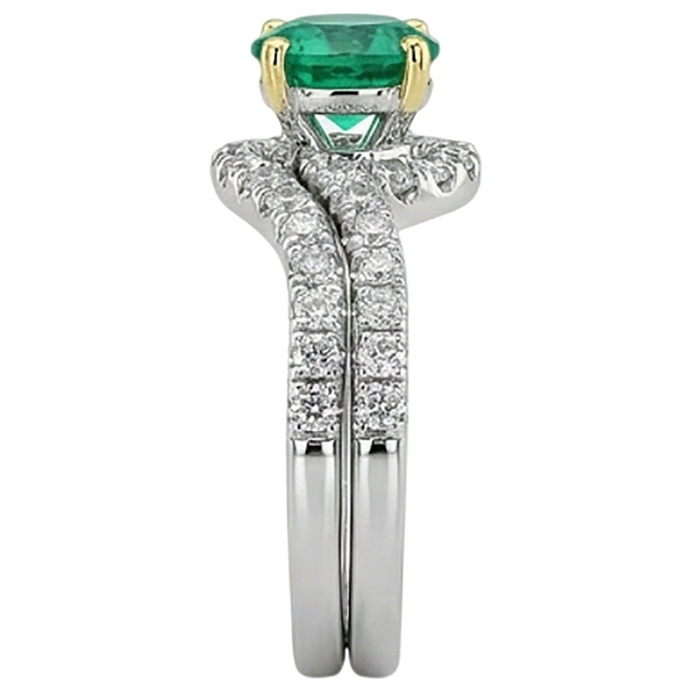 Natural Real ( Not Lab Grown ) Green Emerald GIA Gold Women’s Ring Set Wedding Jewelry