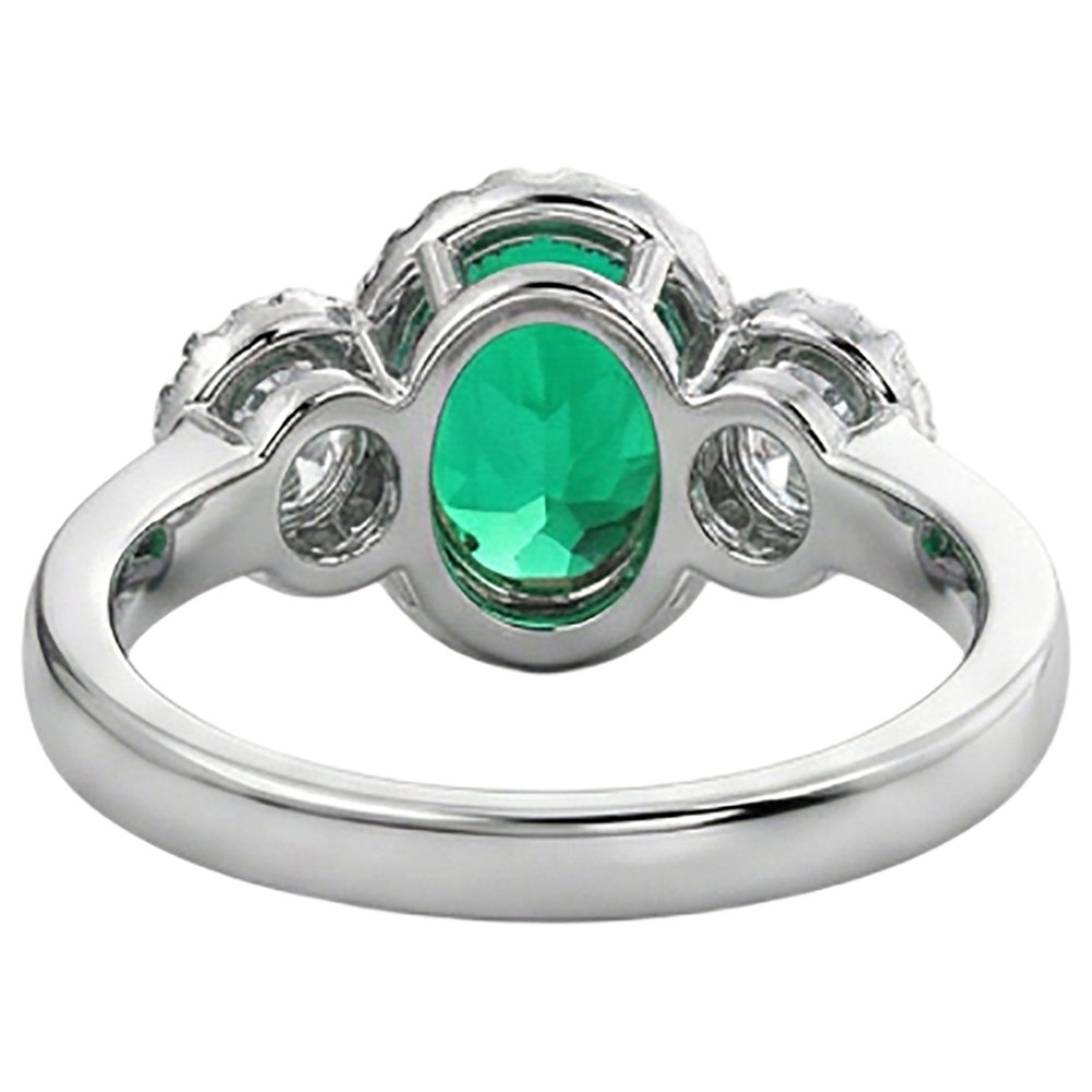 Natural Real ( Not Lab Grown ) Green Emerald GIA Halo Anniversary Ring Oval Cut Gemstone