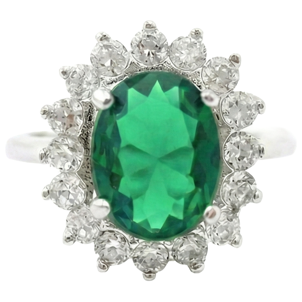 Natural Real ( Not Lab Grown ) Green Emerald GIA Halo Engagement Ring