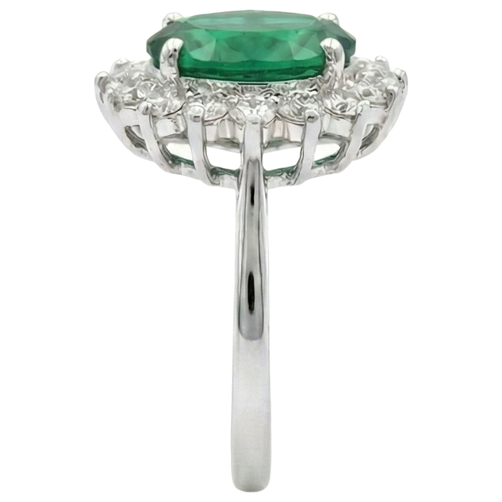 Natural Real ( Not Lab Grown ) Green Emerald GIA Halo Engagement Ring