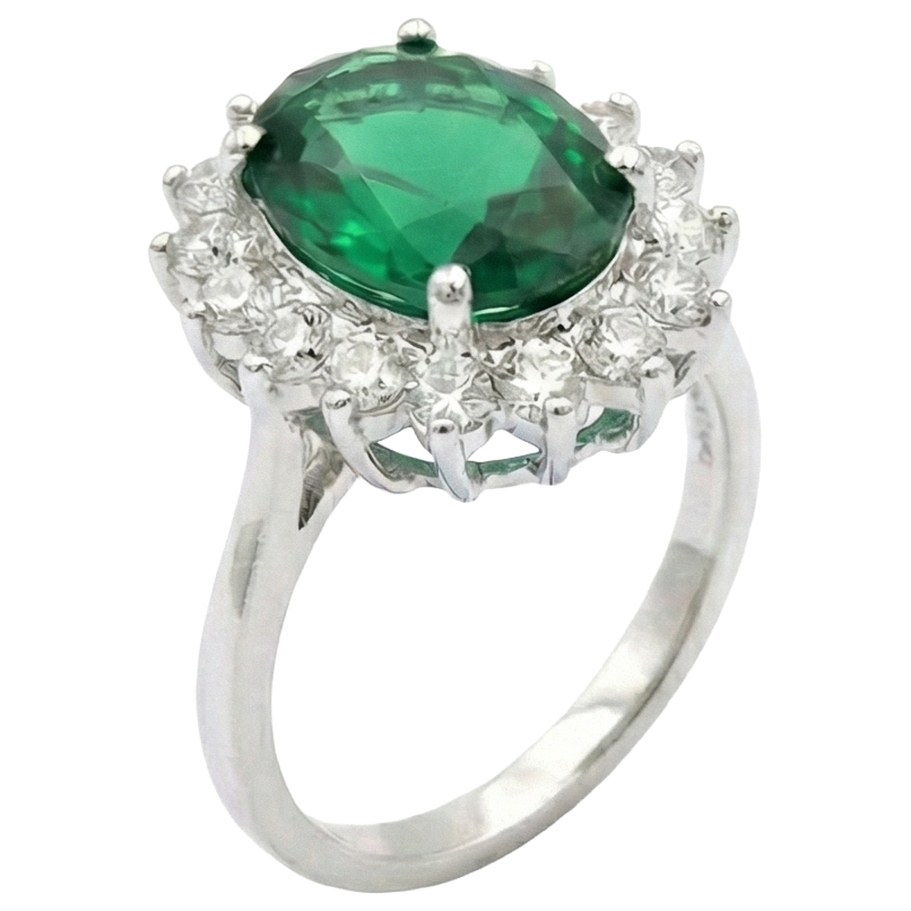 Natural Real ( Not Lab Grown ) Green Emerald GIA Halo Engagement Ring