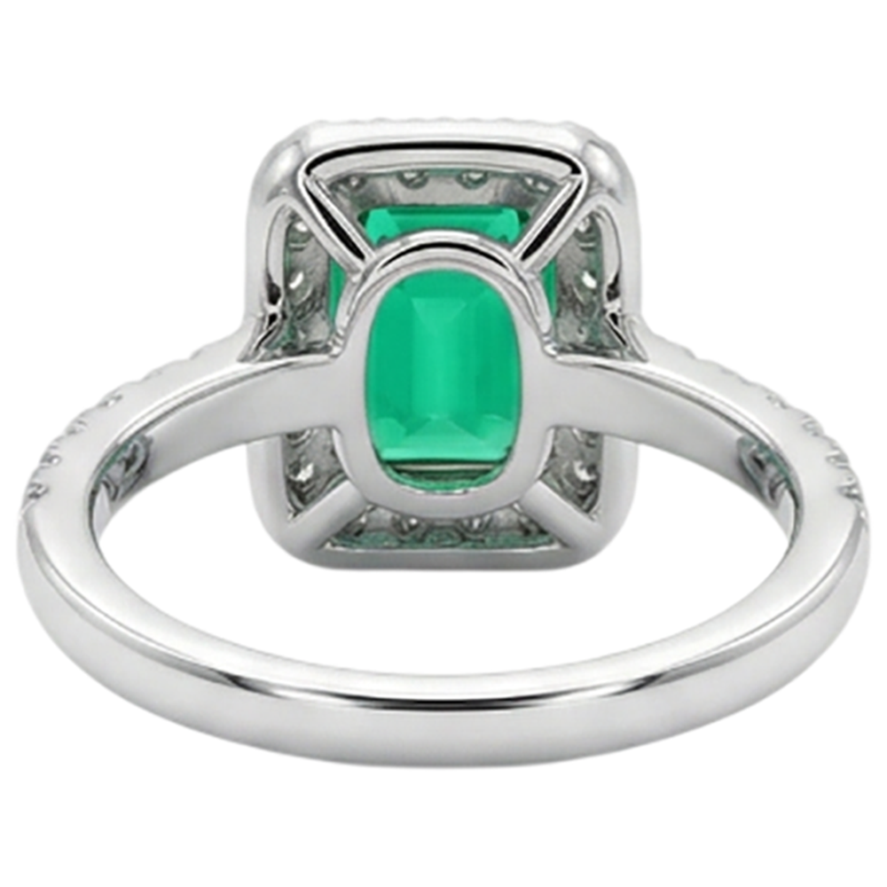 Natural Real ( Not Lab Grown ) Green Emerald GIA Halo Engagement Ring